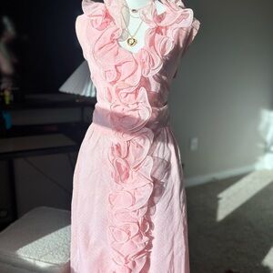 Vintage 80’s Pink Ruffled Sleeveless prom Dress